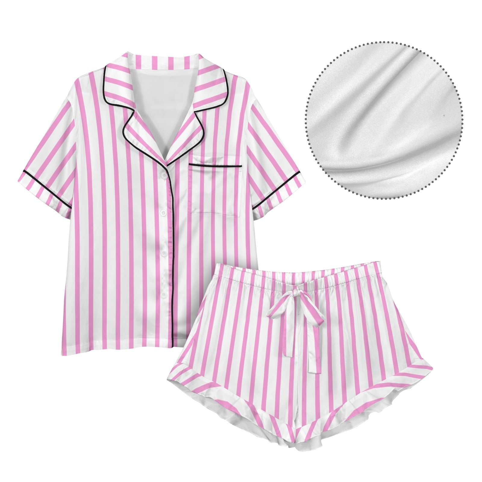 Baha Ranch Retro Pop Western Wild West Pink Pin Stripe Satin Pajamas by Baha Ranch Western Wear - product image 7