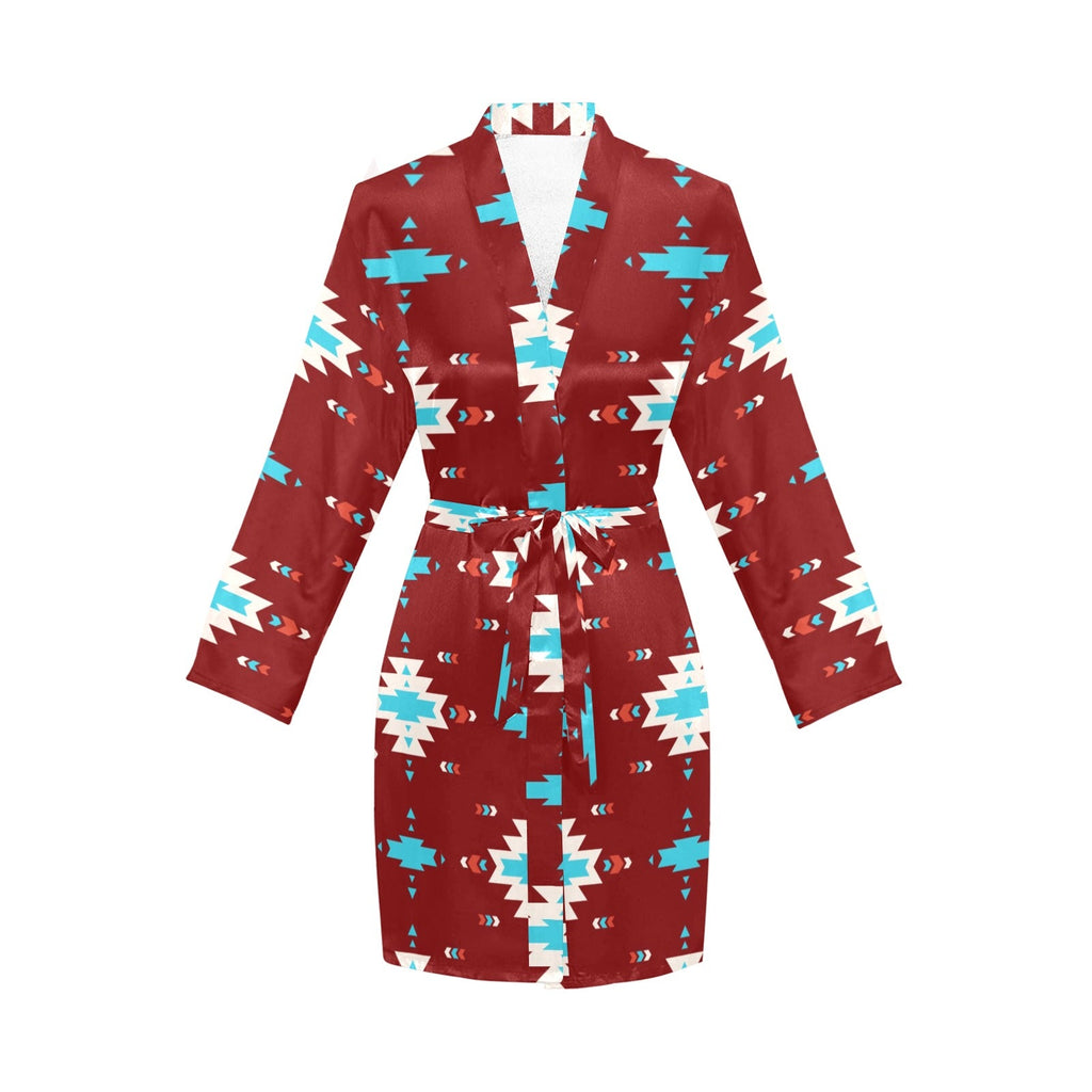 Baha Ranch Burgandy Aztec Women's Belted Satin Feel Dressing Lounge Robe by Baha Ranch Western Wear - product image 3