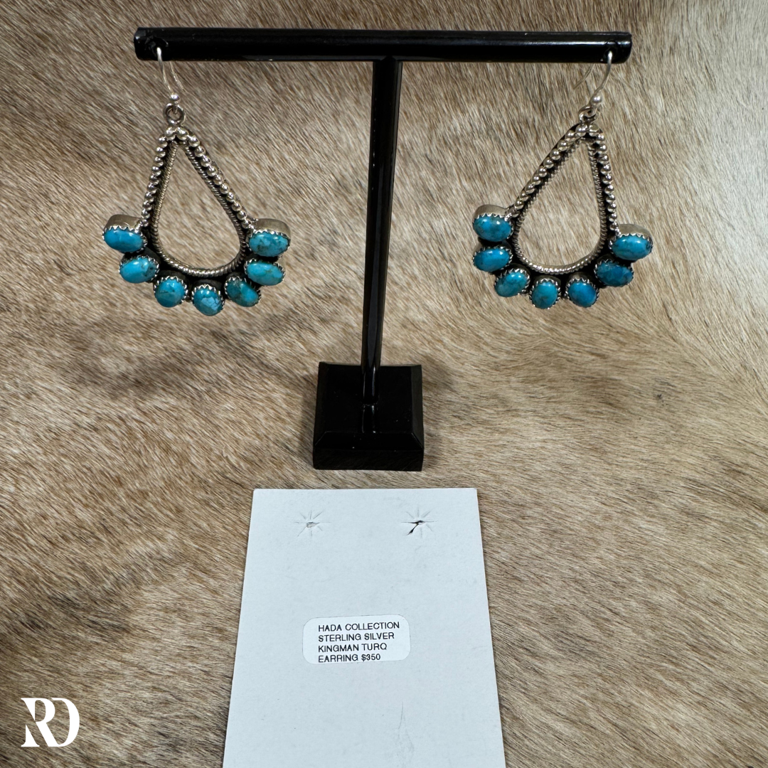 Hada Collection Kingman Turquoise Chandelier Style Drop Earrings — view 5