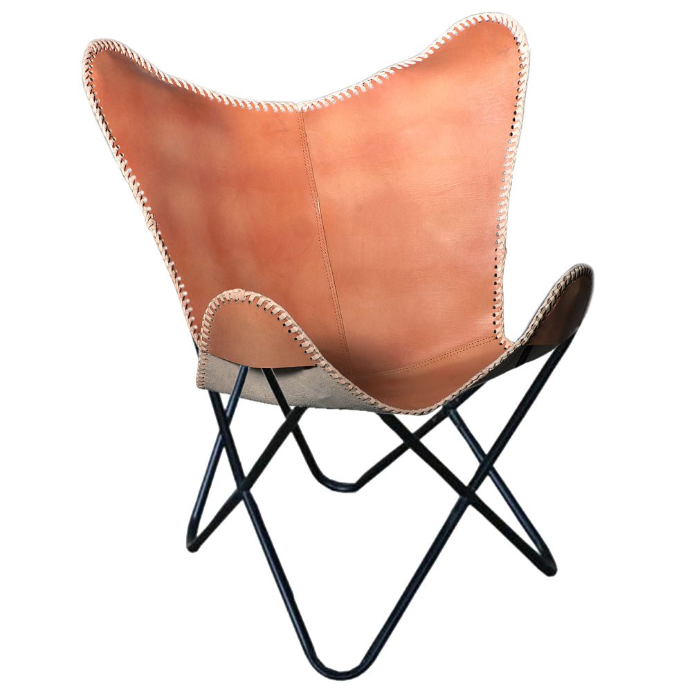 Genuine Leather Butterfly Chair Folding Lounge Sling Seat