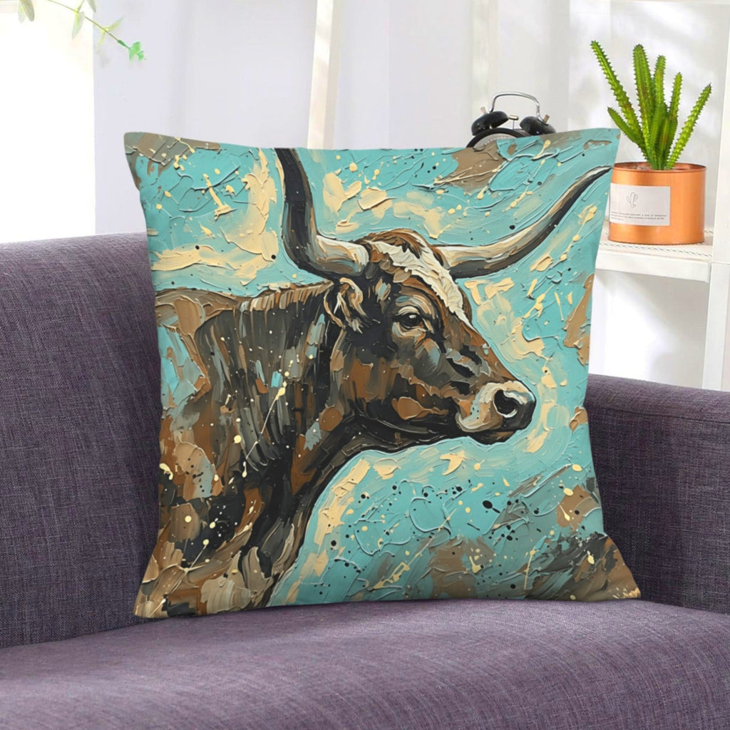 Baha Ranch Painted Longhorn Velvety Soft Pillow Case Made in America by Baha Ranch Western Wear - product image 2