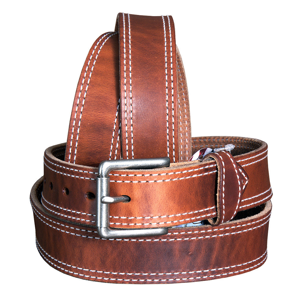 Hilason Heavy Duty Made In Usa Gun Holster Leather Work Belt Brown