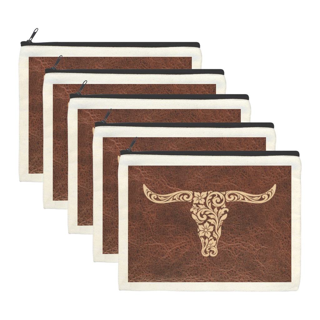 Baha Ranch Tooled Longhorn Set of 5 bags Cosmetic Bag Made in America by Baha Ranch Western Wear - product image 2