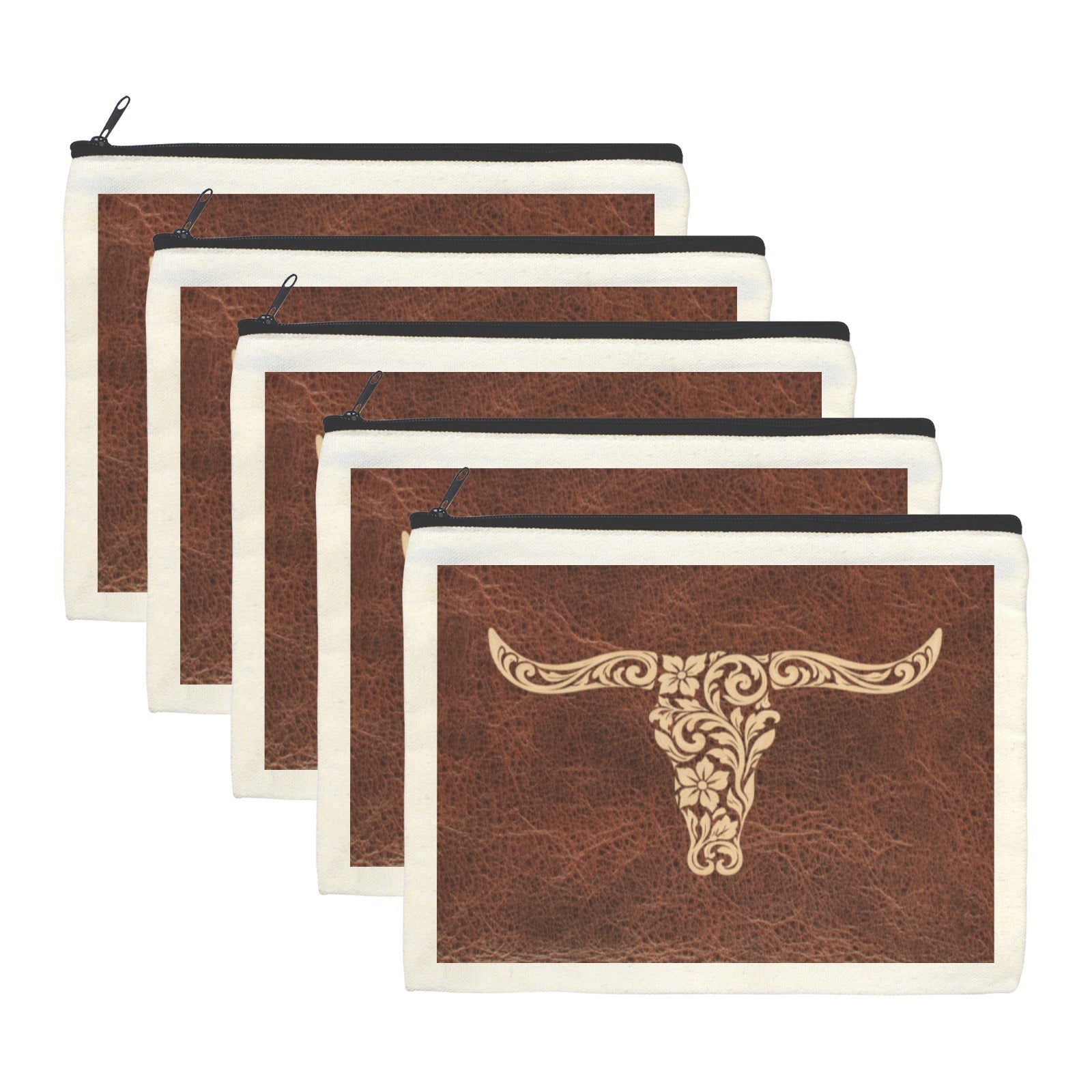 Baha Ranch Tooled Longhorn Set of 5 bags Cosmetic Bag Made in America by Baha Ranch Western Wear - product image 2