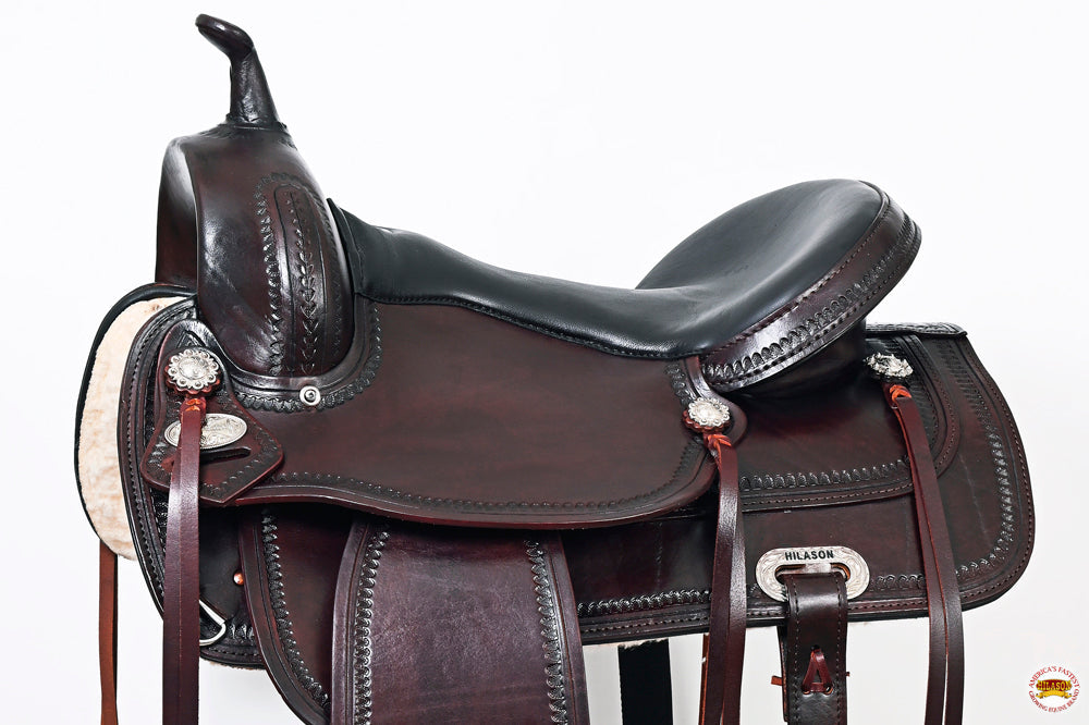 HILASON Western Horse Saddle American Leather Flex Tree Trail & Pleasure Dark Brown | for Horses