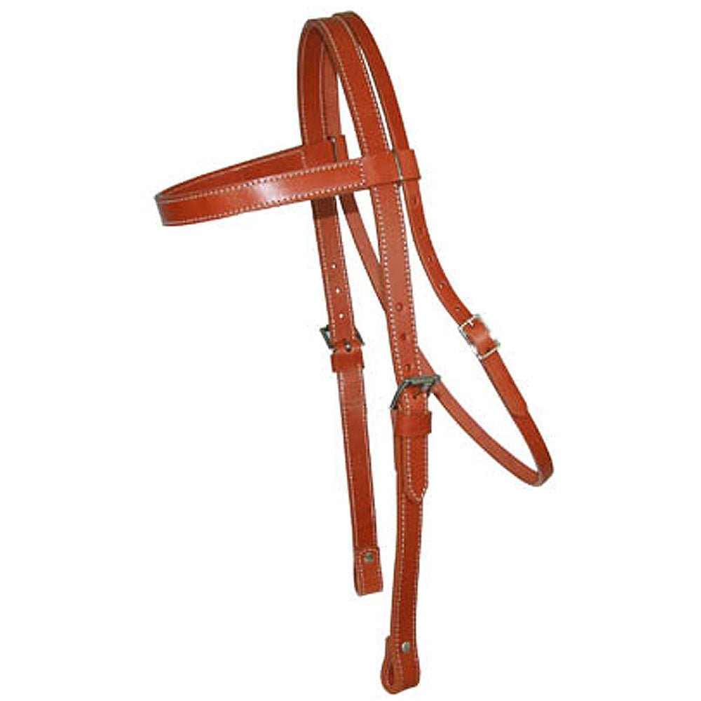 One Inch Leather Headstall With Stainless Roller Buckle For Draft Horses Chestnut