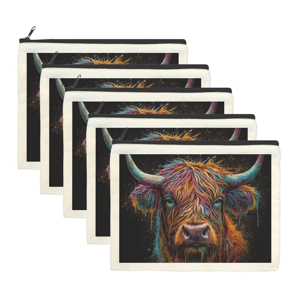 Baha Ranch Painted Highland Cow Cosmetic Bag Pack of 5 Made in America by Baha Ranch Western Wear - product image 2