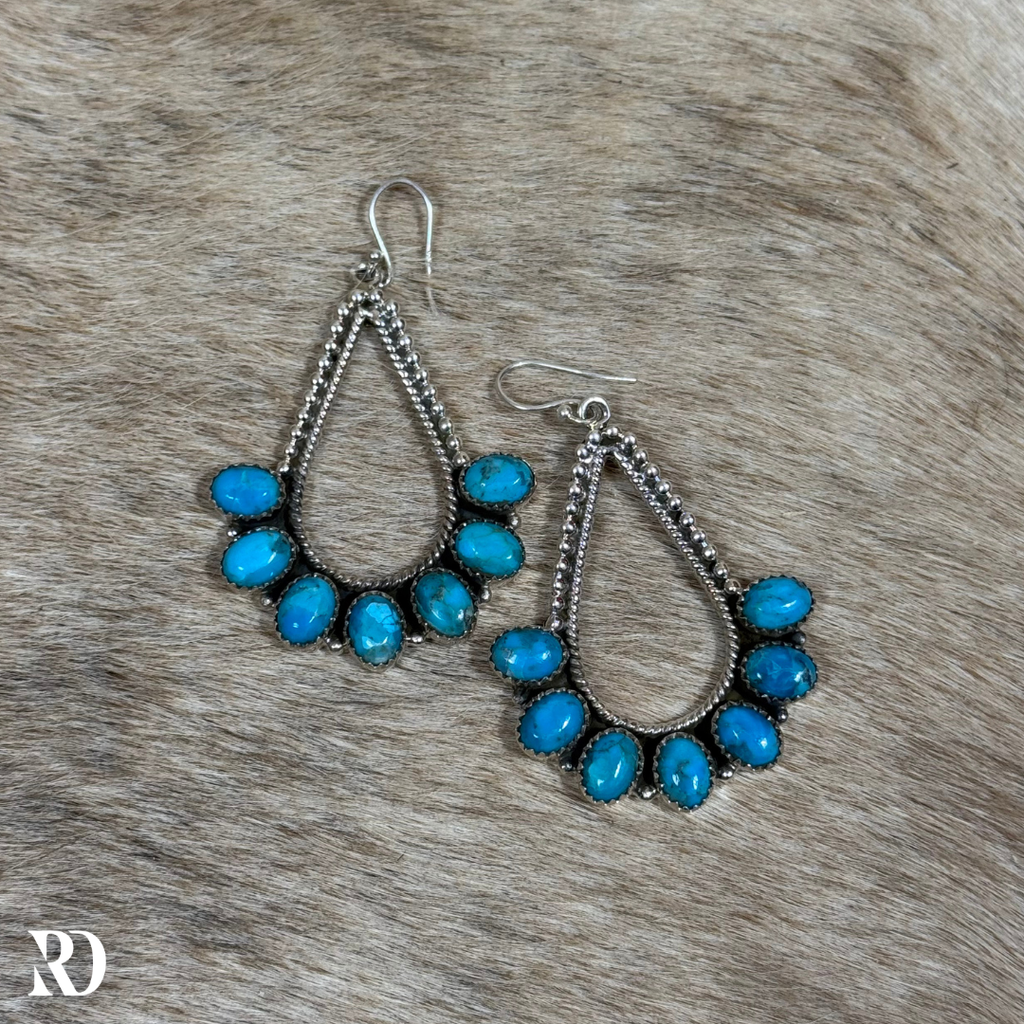 Hada Collection Kingman Turquoise Chandelier Style Drop Earrings — view 3