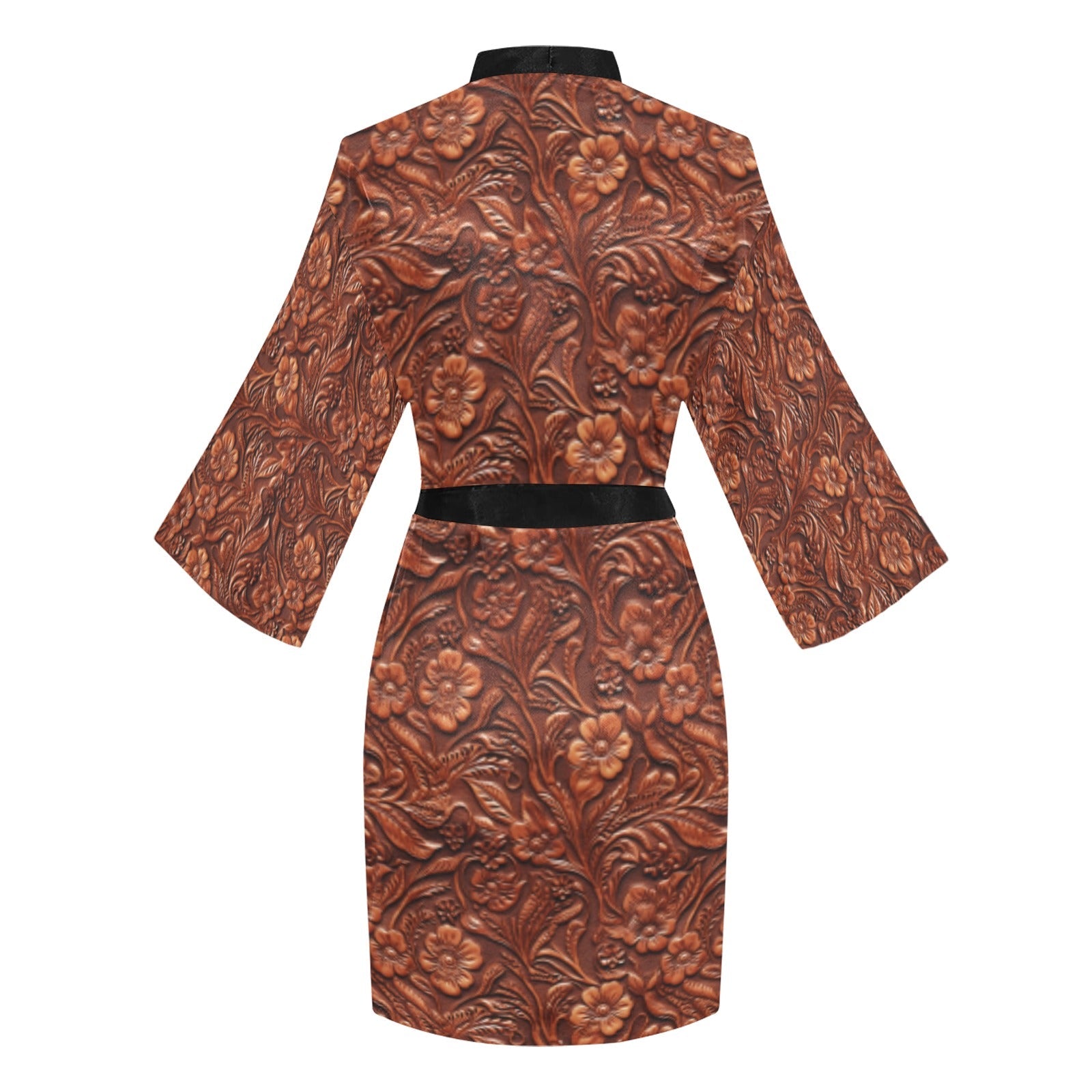 Baha Ranch Tooled Leather Print Women's Lounge Kimono Robe by Baha Ranch Western Wear - product image 4