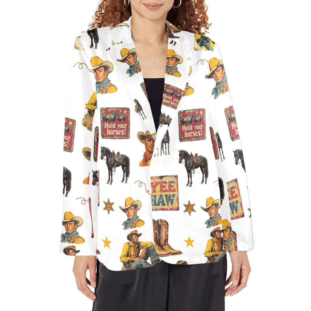 Baha Ranch Vintage Cowboy Collage Western Women's Blazer by Baha Ranch Western Wear