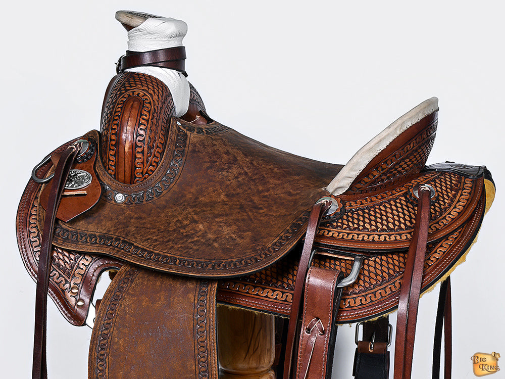 Western Horse Saddle American Leather Wade Ranch Roping Brown Hilason