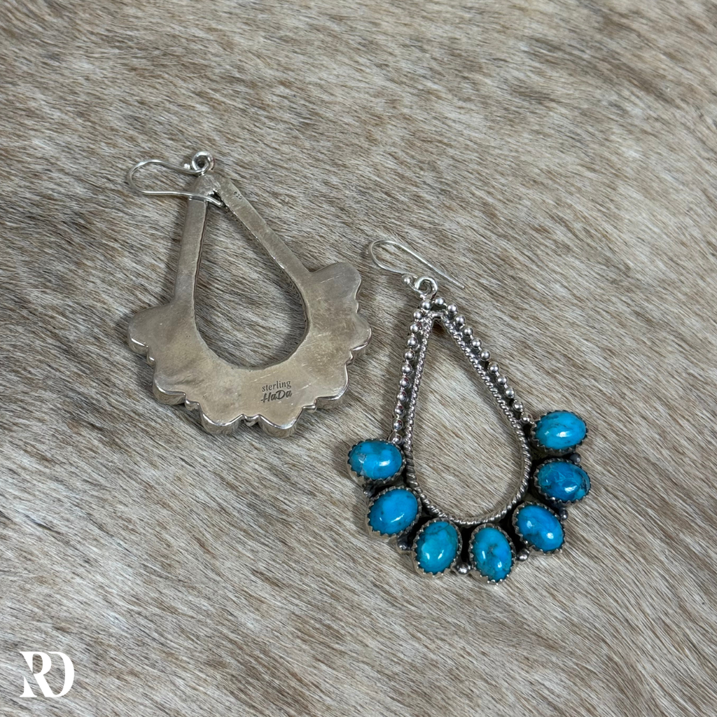 Hada Collection Kingman Turquoise Chandelier Style Drop Earrings — view 4