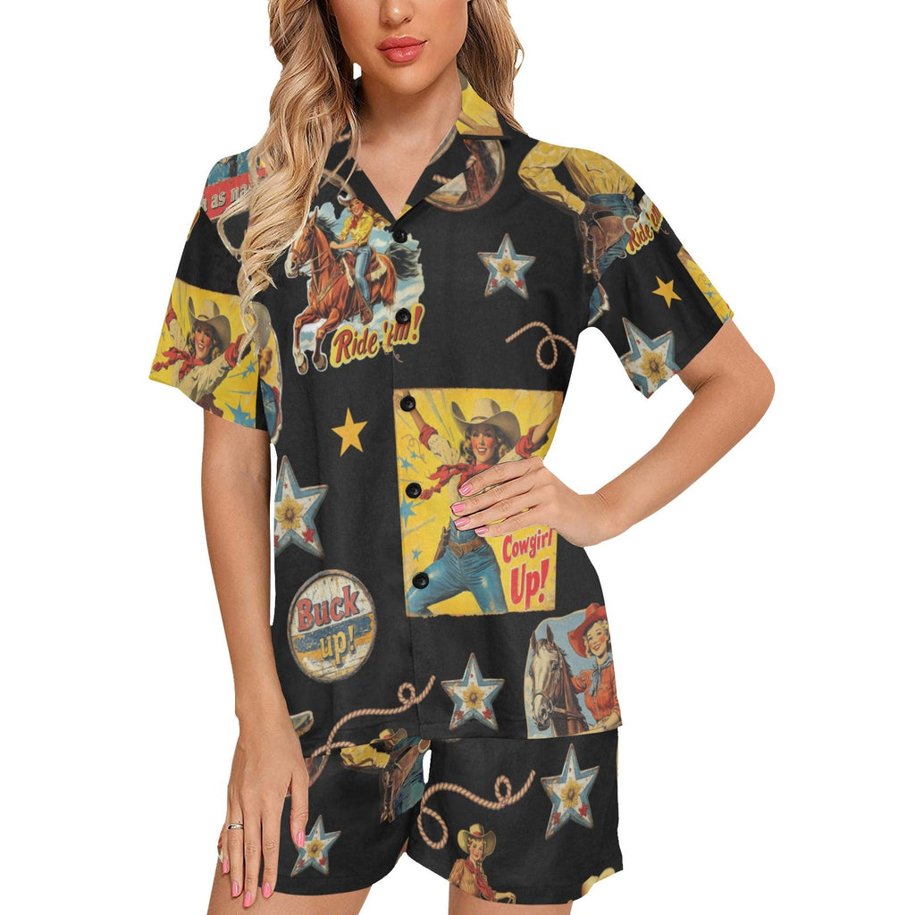 Baha Ranch Vintage Cowgirl Collage Western Pajama Set by Baha Ranch Western Wear