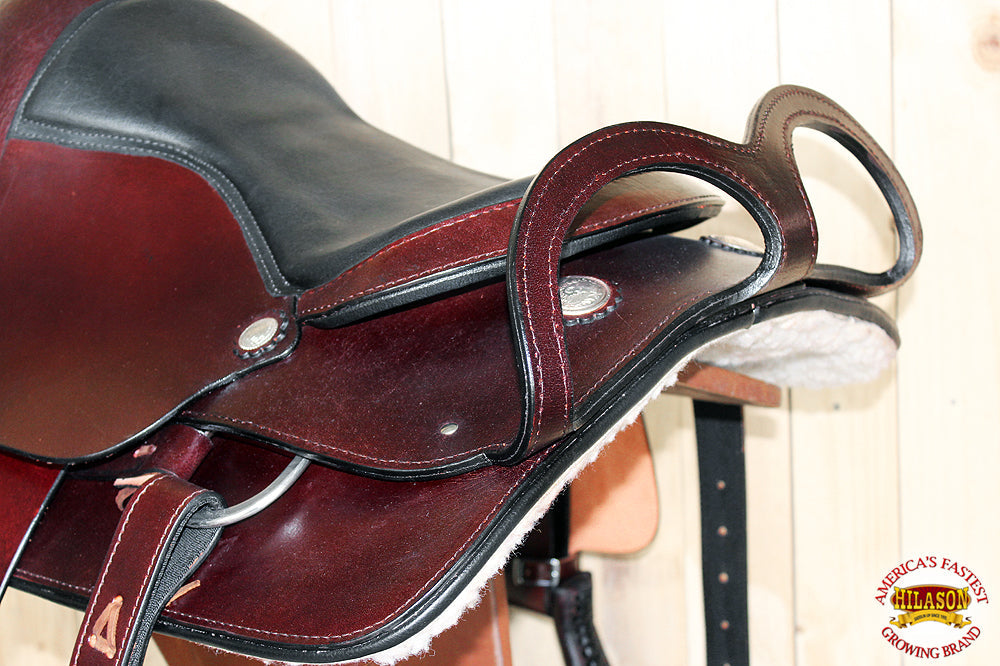HILASON Custom Designed Rare Western Trick Riding Saddle Mahogany | Horse Racing Leather Saddles for Horses
