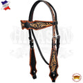 HILASON Western Horse Floral Fringes Headstall Breast Collar Set Genuine Leather Black