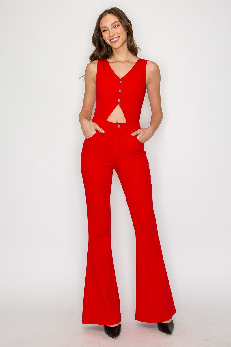 Wisteria Red Denim | Jumpsuit