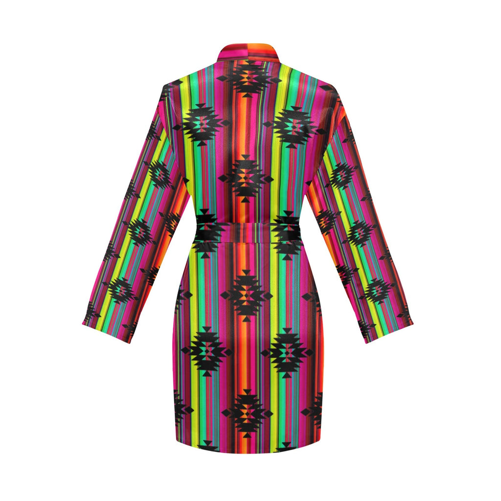 Baha Ranch Neon Aztec Women's Long Sleeve Belted Satin Feel Dressing Lounge Robe by Baha Ranch Western Wear - product image 4