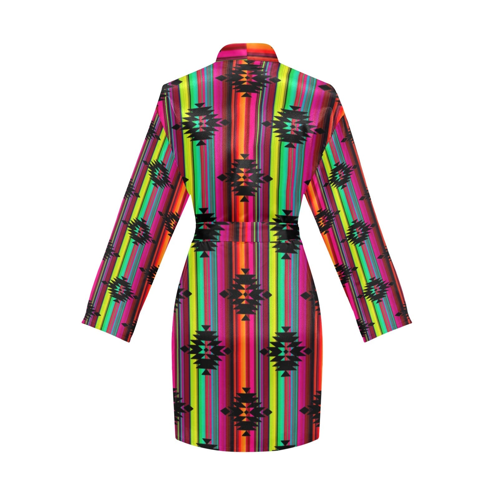 Baha Ranch Neon Aztec Women's Long Sleeve Belted Satin Feel Dressing Lounge Robe by Baha Ranch Western Wear - product image 4