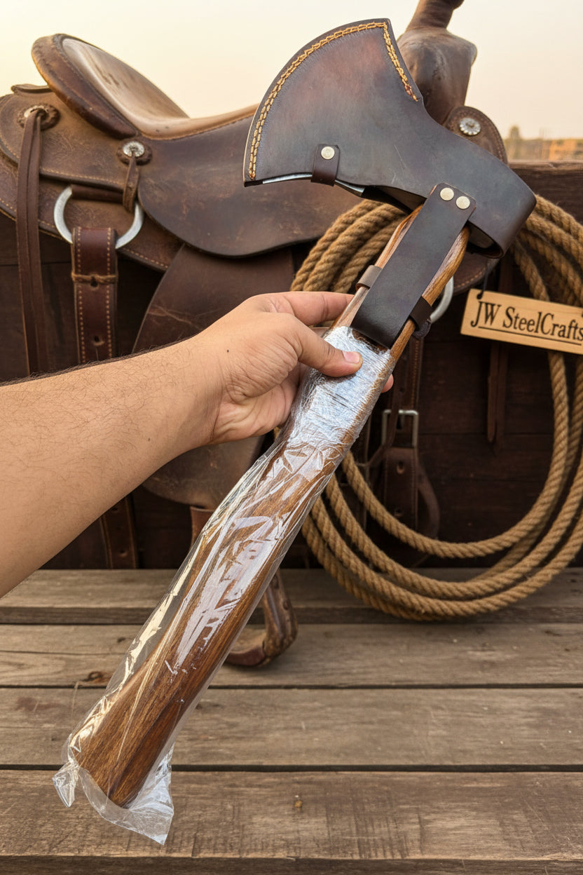 Damascus Steel Bearded Bushcraft Axe for Camping and Woodcraft