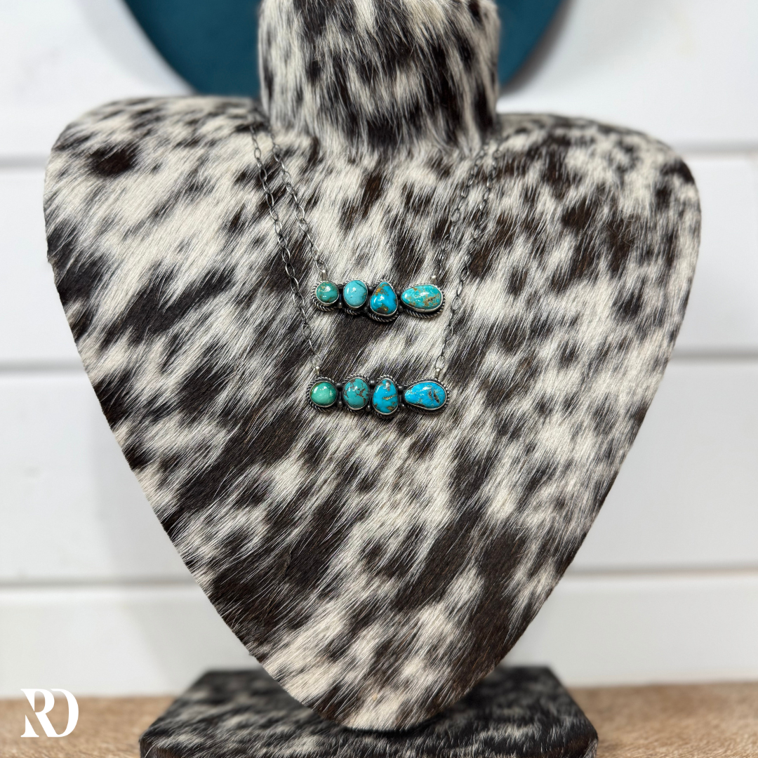 Multi-stone Kingman Turquoise Bar Necklace By Eli Skeets