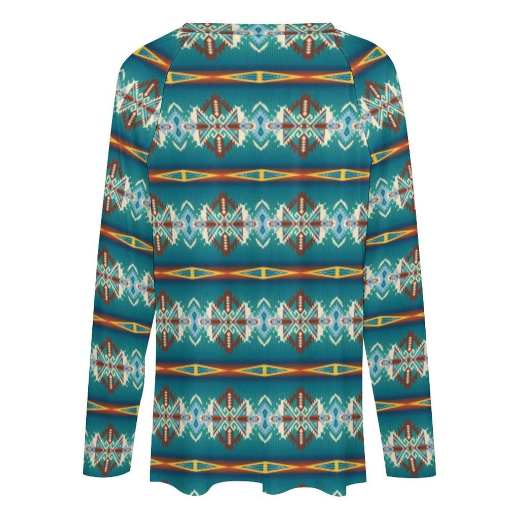 Baha Ranch Teal Aztec Long Sleeve Top by Baha Ranch Western Wear - product image 3