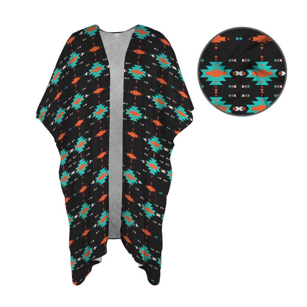 Baha Ranch Black Turquoise Orange Aztec Duster Kimono Coverup by Baha Ranch Western Wear - product image 4