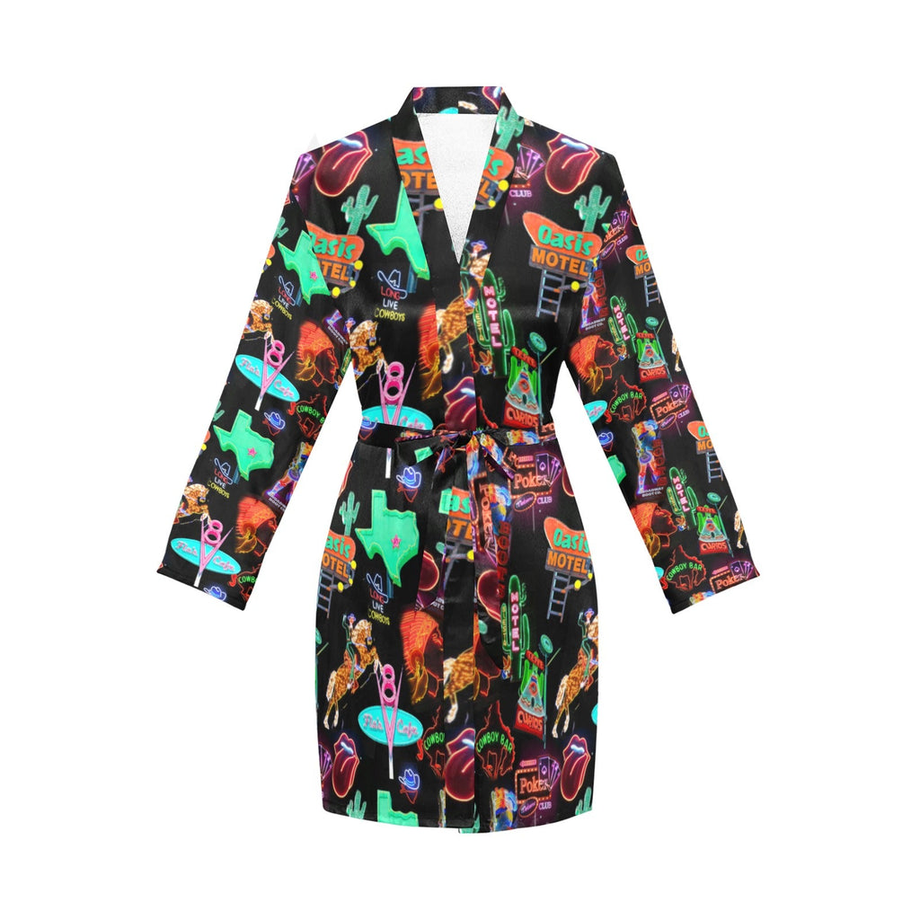 Baha Ranch Vegas Neon Women's Long Sleeve Belted Satin Feel Dressing Lounge Robe by Baha Ranch Western Wear - product image 3