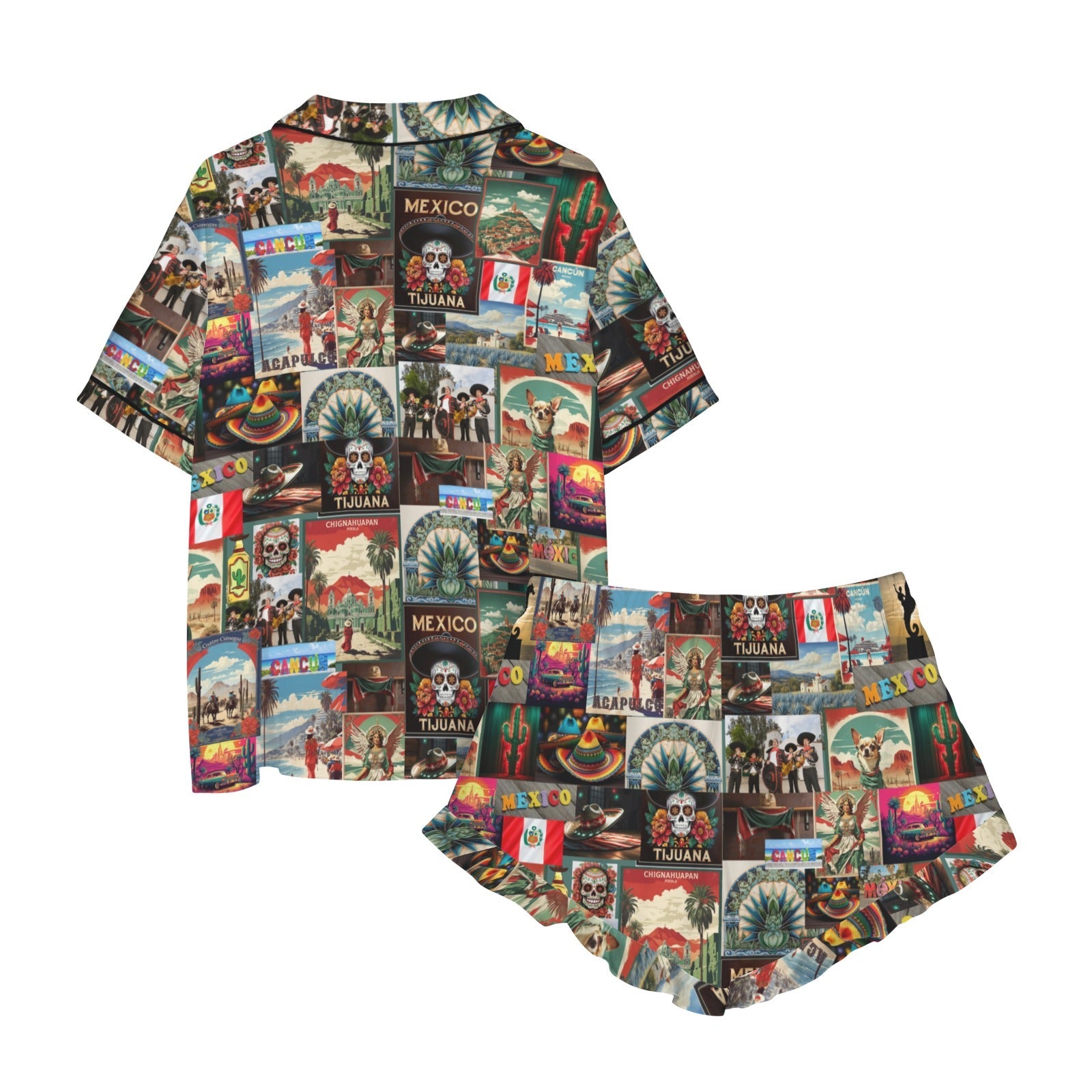 Baha Ranch Colores De Mexico Destination Mexico Collage Satin Pajamas by Baha Ranch Western Wear - product image 5