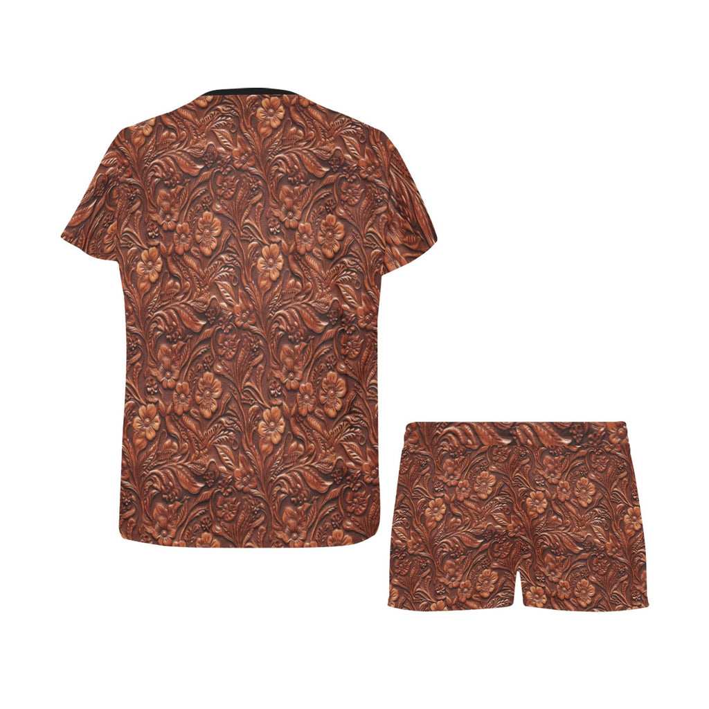 Baha Ranch Leather Floral Print Women's Western Top and Shorts Pajama Set by Baha Ranch Western Wear - product image 4