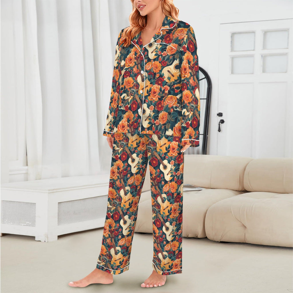 Baha Ranch Colores De Mexico Roses & Guitars Satin Pajamas by Baha Ranch Western Wear - product image 2