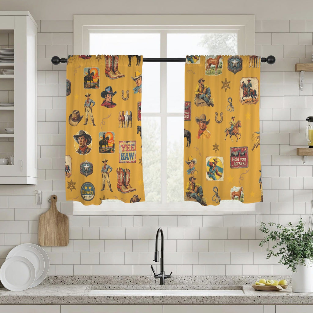 Baha Ranch Vintage Cowboy Collage Western Curtains 28" x 40" Made in America by Baha Ranch Western Wear