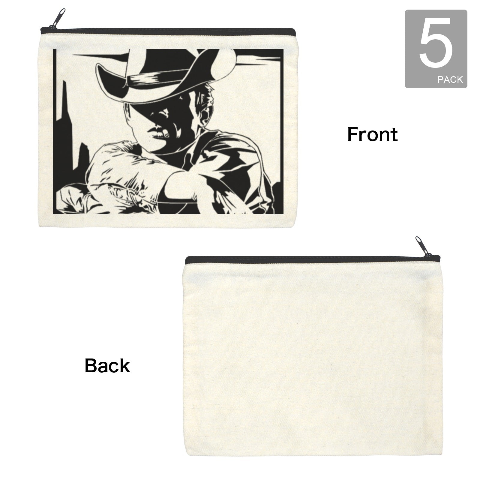 Baha Ranch Black White Cowboy Cosmetic Bag Pack of 5 Made in America by Baha Ranch Western Wear - product image 4