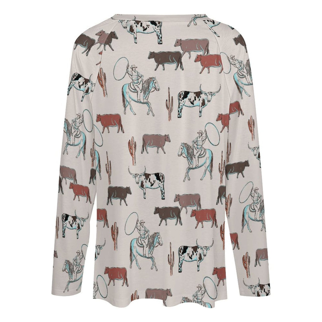 Baha Ranch Western Cow Cattle Long Sleeve Top by Baha Ranch Western Wear - product image 3