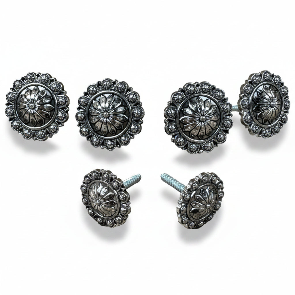 Antique Silver Flower and Berry Saddle Set SSW226 — view 2
