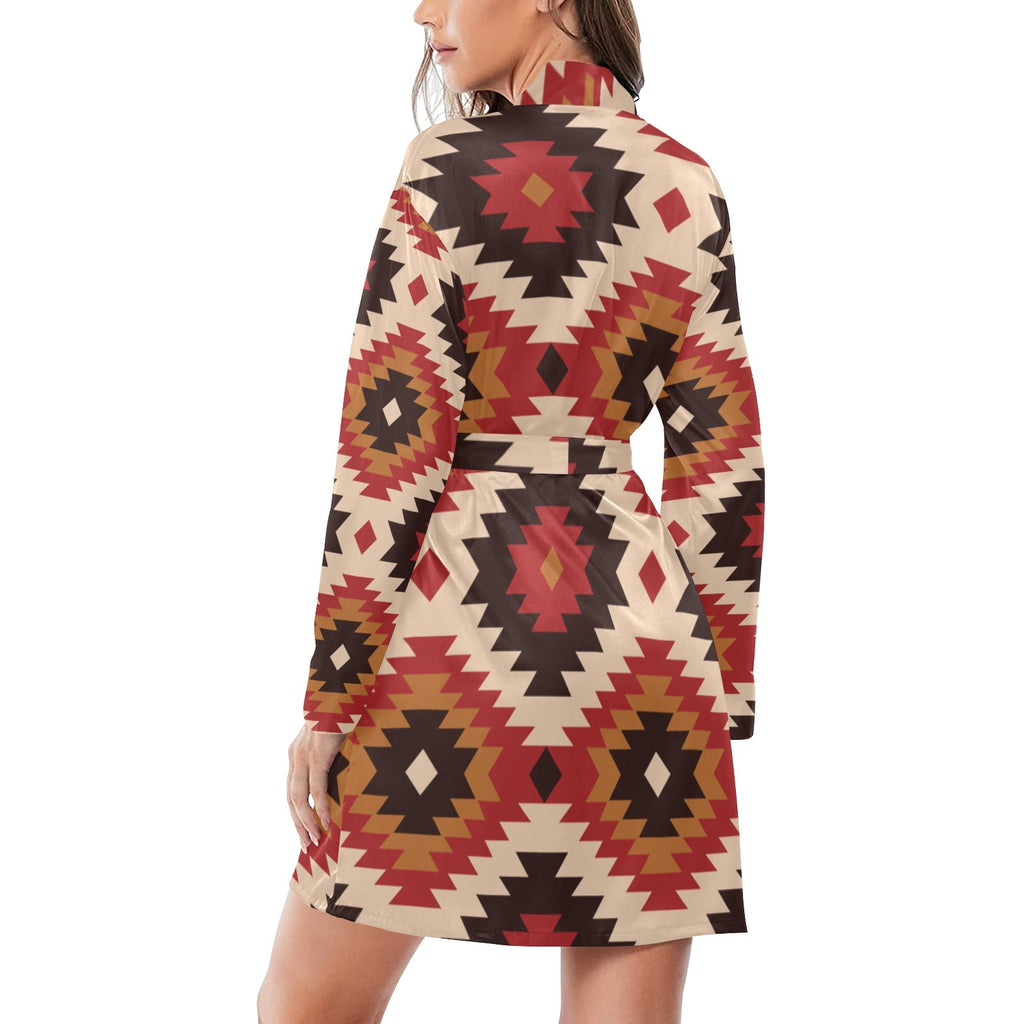Baha Ranch Colores de Mexico Santa Fe Aztec Women's Belted Satin Feel Dressing Lounge Robe by Baha Ranch Western Wear -...
