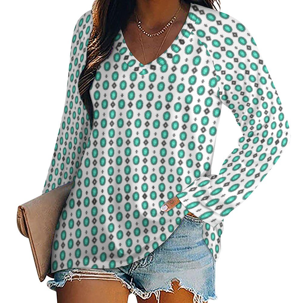 Baha Ranch Turquoise Concho Long Sleeve Top by Baha Ranch Western Wear