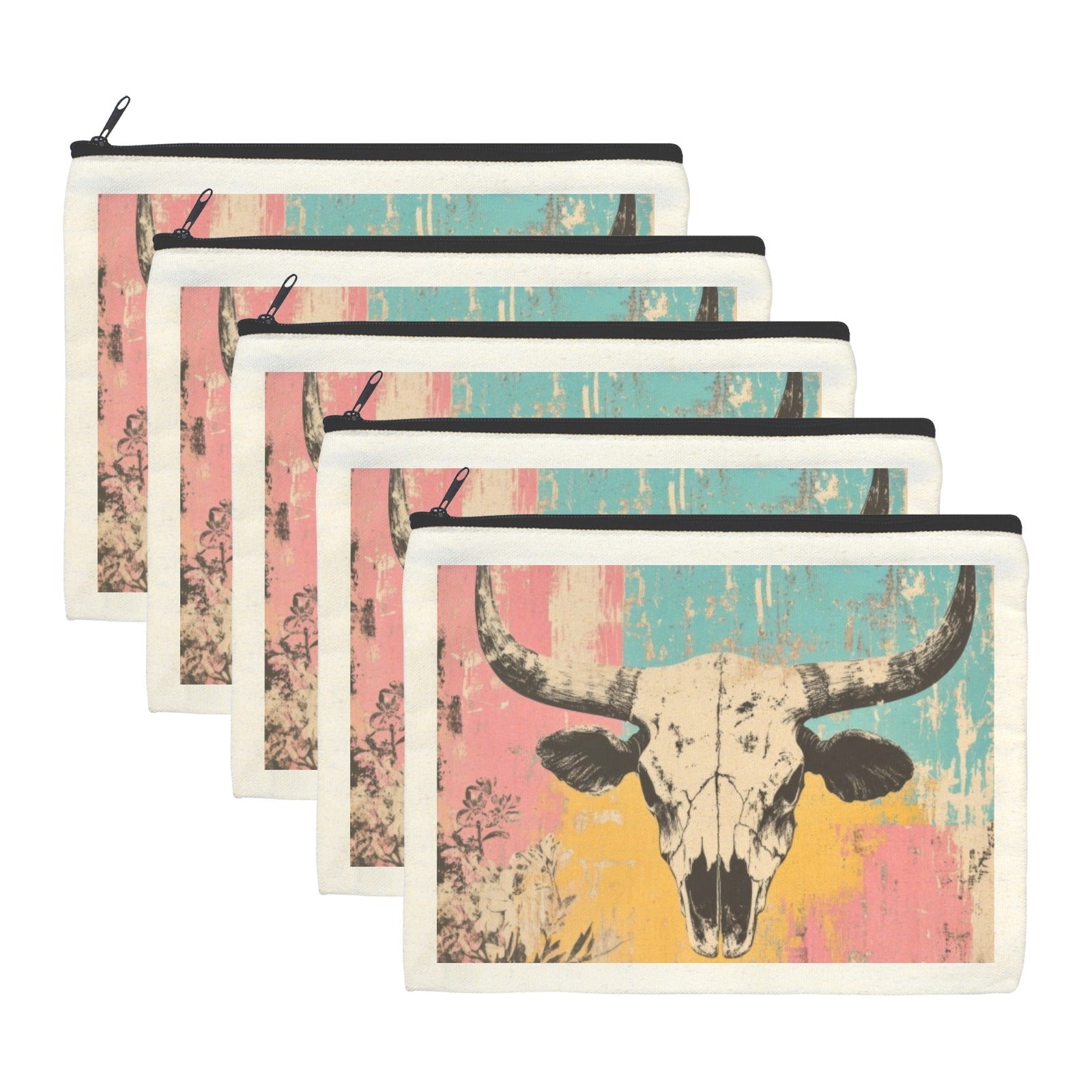 Baha Ranch Pop Western Skull Cosmetic Bag Pack of 5 Made in America by Baha Ranch Western Wear - product image 2