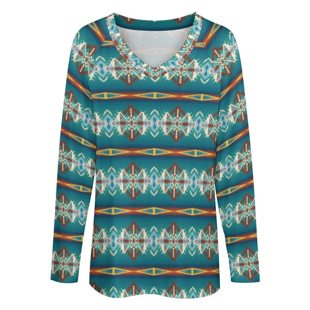 Baha Ranch Teal Aztec Long Sleeve Top by Baha Ranch Western Wear - product image 2