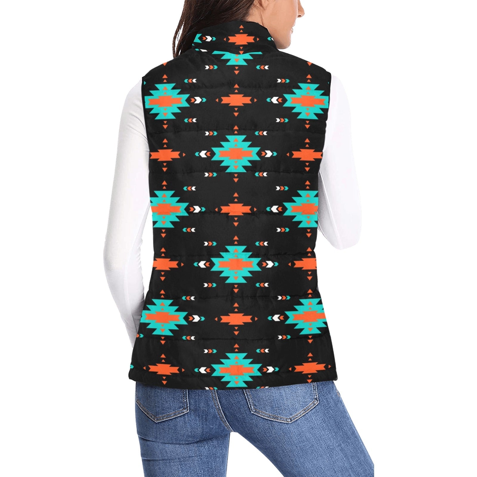 Baha Ranch Turquoise Orange Aztec Women's Western Puffy Vest by Baha Ranch Western Wear - product image 5