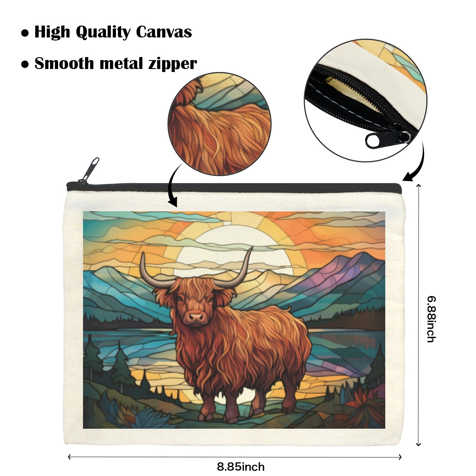 Baha Ranch Stained Glass Highland Cosmetic Bag Pack of 5 Made in America by Baha Ranch Western Wear - product image 3