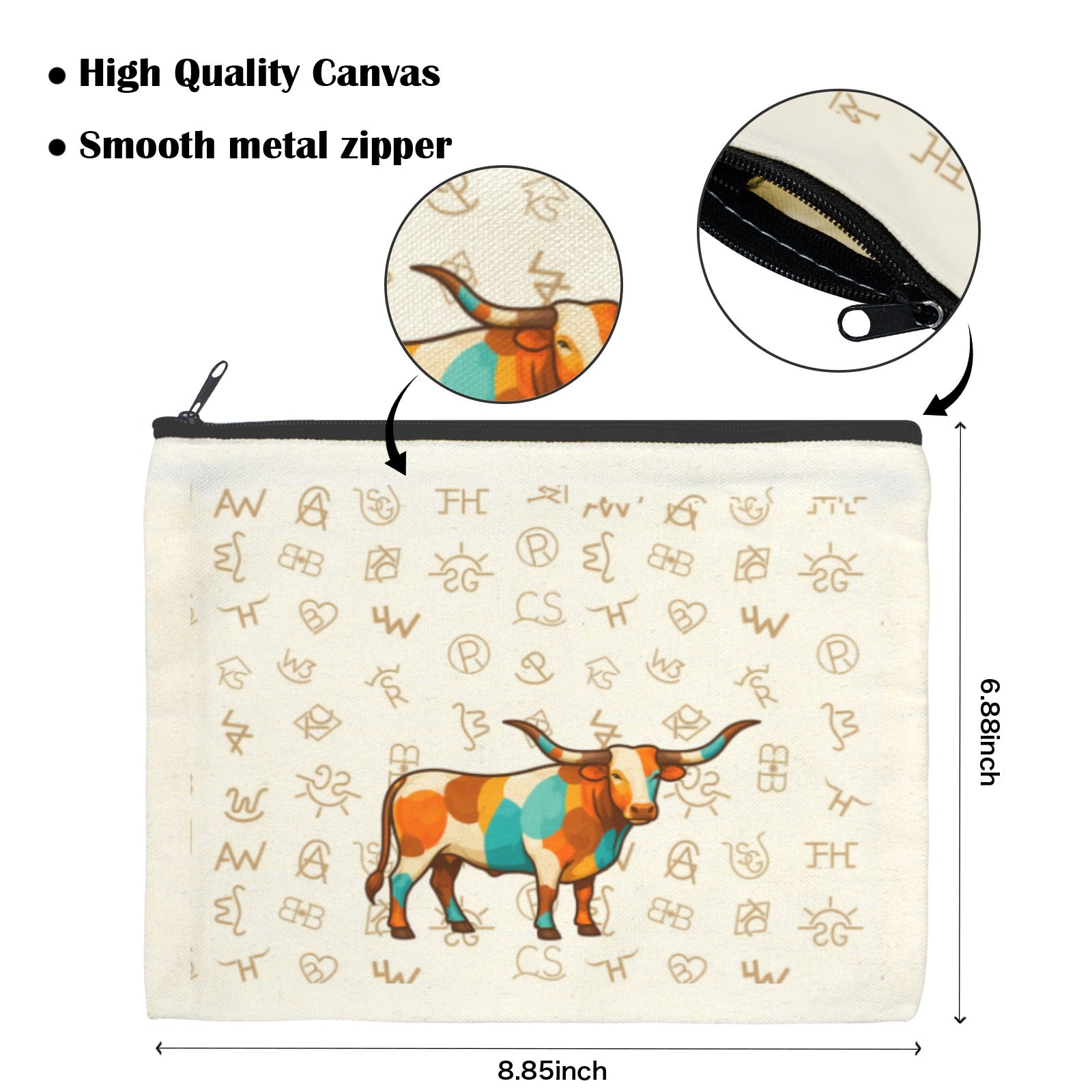 Baha Ranch Brand Longhorn Pack of 5 bags Cosmetic Bag Made in America by Baha Ranch Western Wear - product image 3