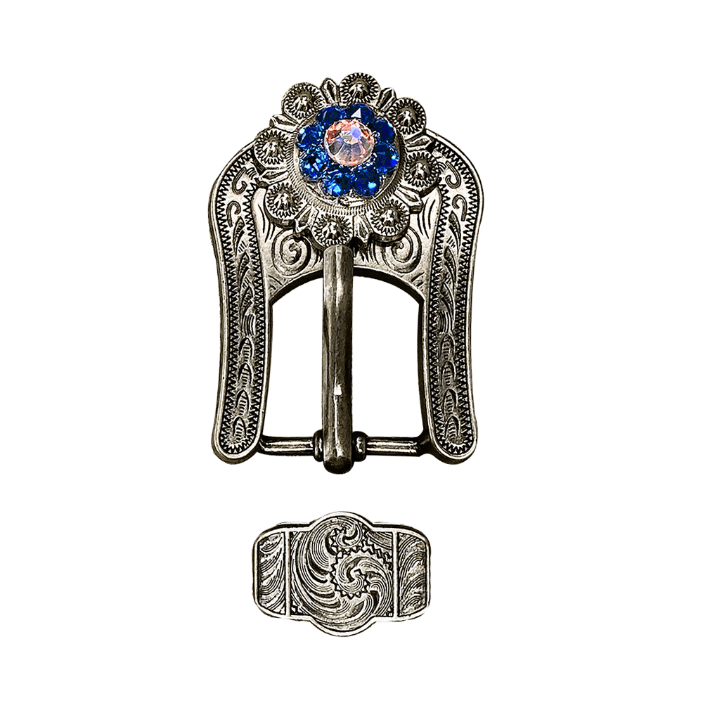 Capri & AB Antique Silver European Crystal Buckle Keeper Set