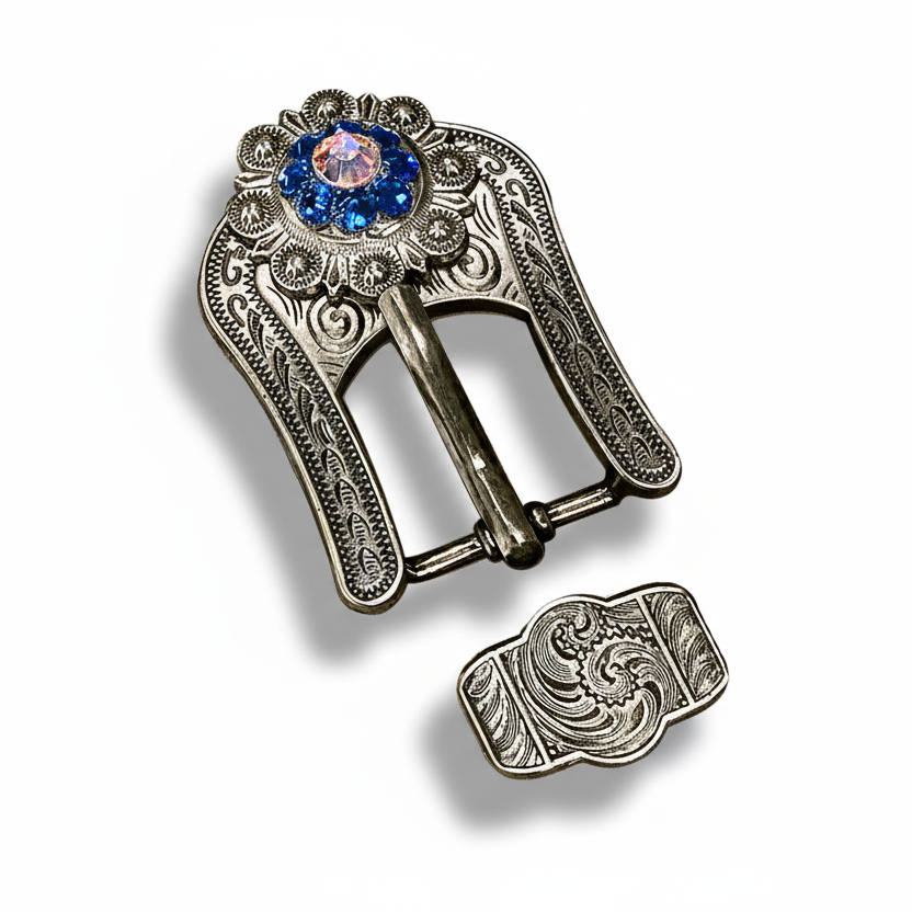 Antique Silver Capri - AB Crystal Conchos | Sizes 1"- 3" | Buckles | Saddle Set | Leather Rosettes | Slide — view 7
