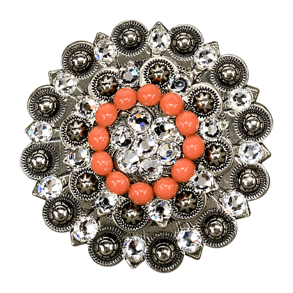 Fashion Coral & Clear Antique Silver Berry Jacket European Crystal Concho