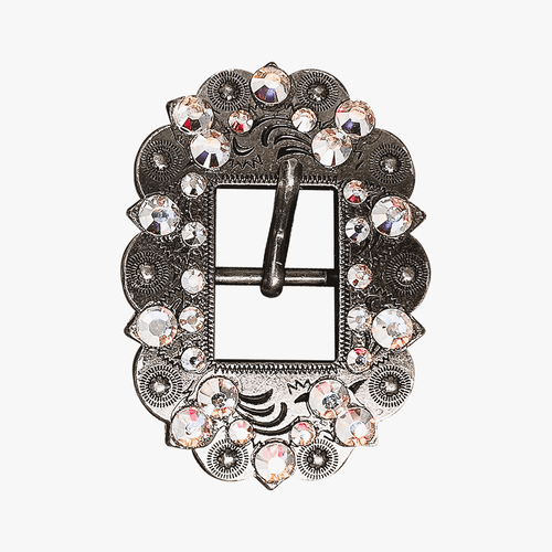 AB Antique Silver European Crystal Cart Buckle