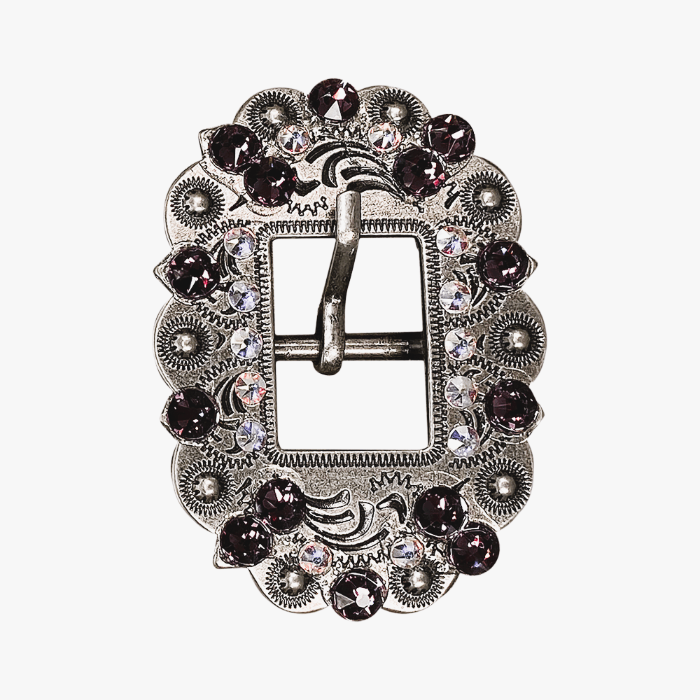 Amethyst & AB Antique Silver European Crystal Cart Buckle