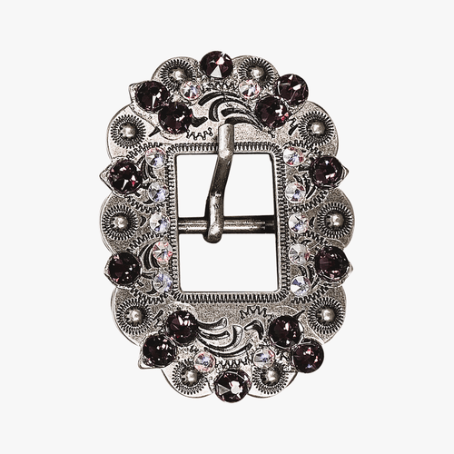 Amethyst & AB Antique Silver European Crystal Cart Buckle