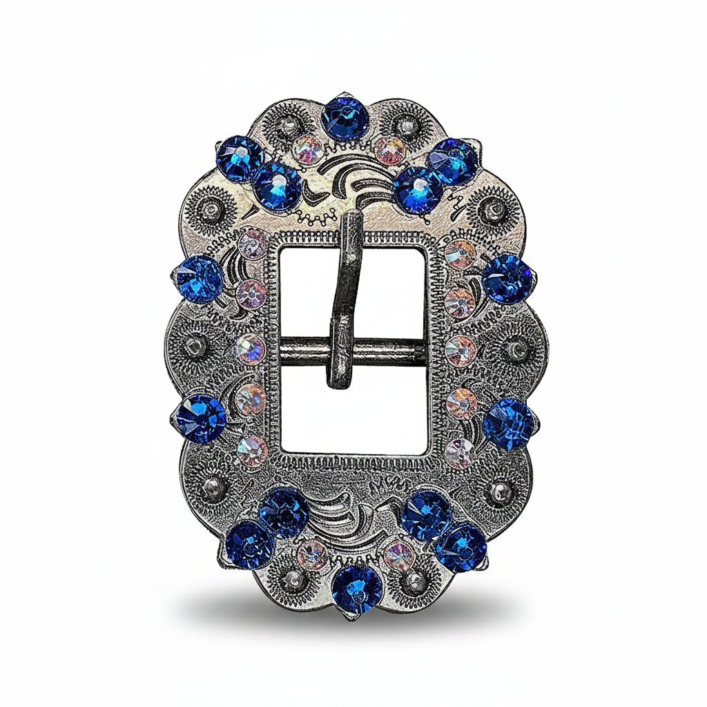 Antique Silver Capri - AB Crystal Conchos | Sizes 1"- 3" | Buckles | Saddle Set | Leather Rosettes | Slide — view 10