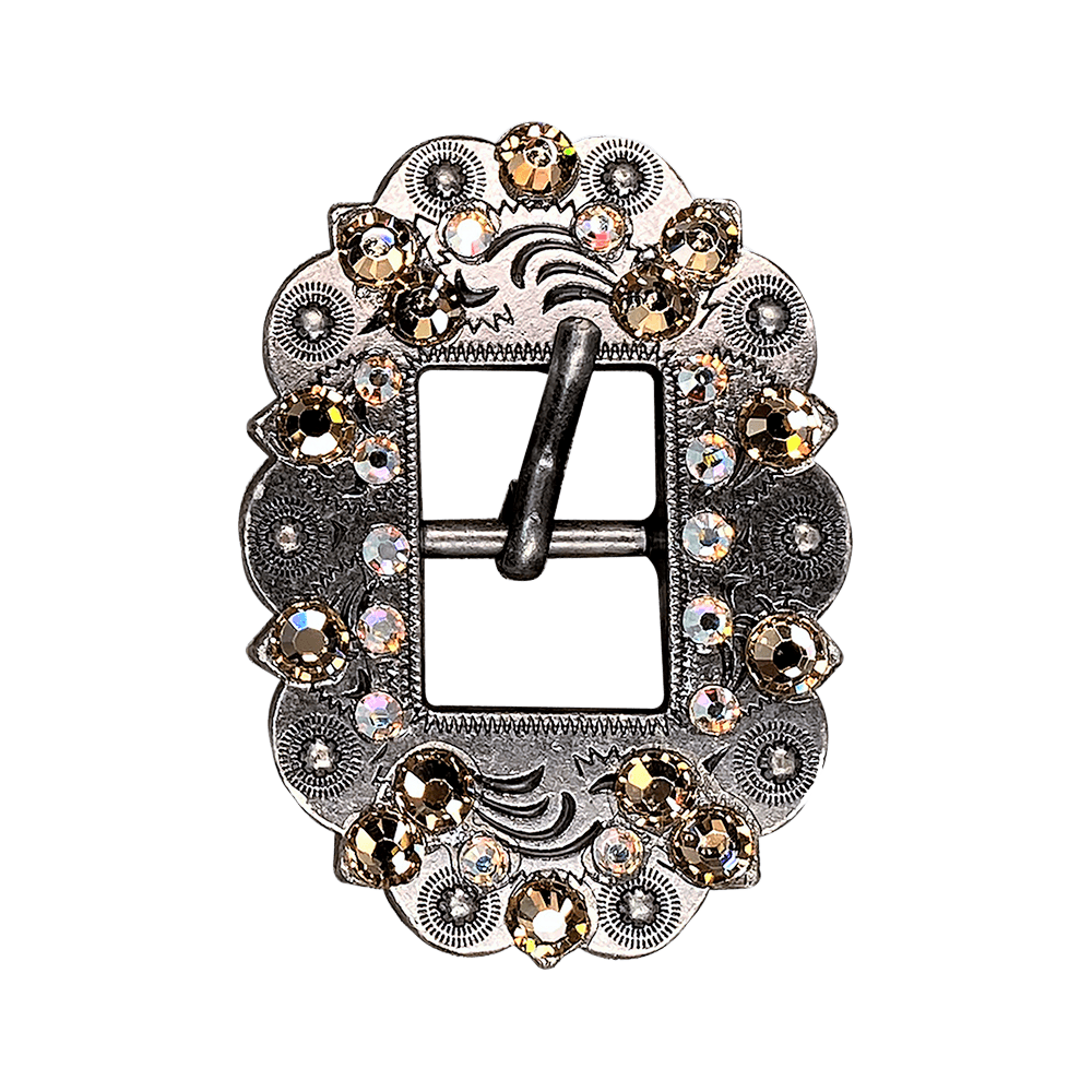 Champagne & AB Antique Silver European Crystal Cart Buckle
