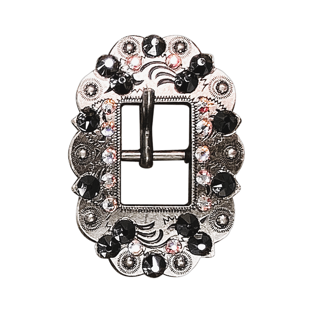 Jet & AB Antique Silver European Crystal Cart Buckle